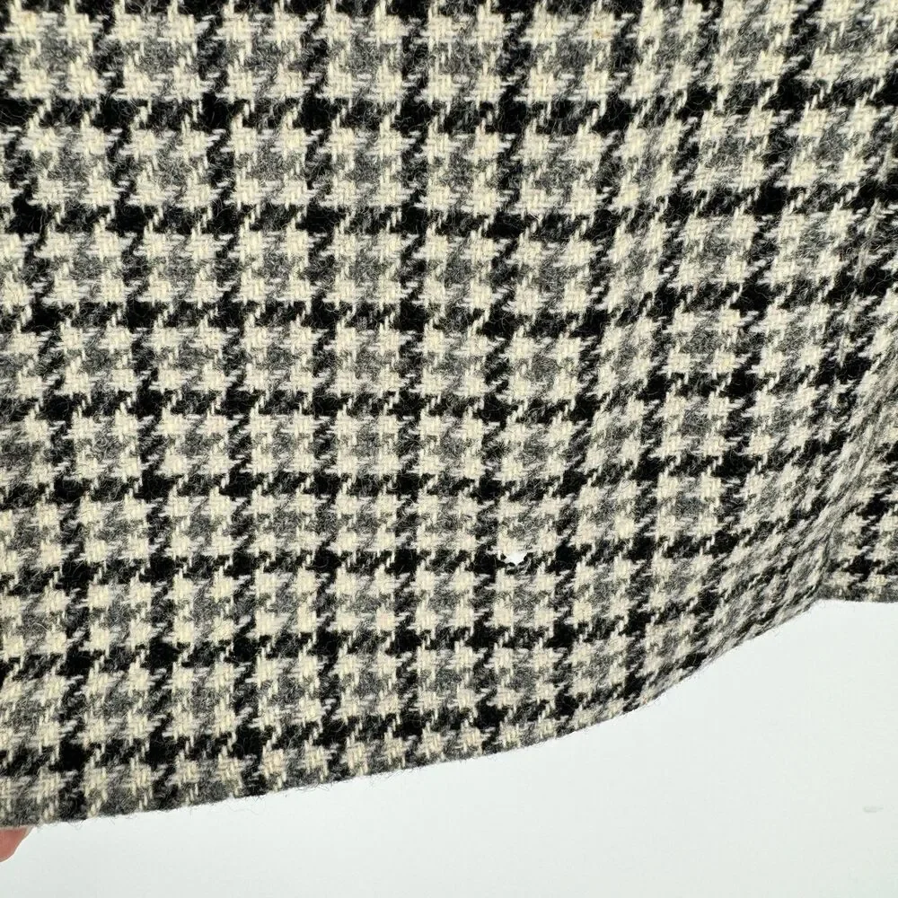 MICHAEL NOVARESE Vintage Beige Black Houndstooth 100% Wool Blazer Size 42R